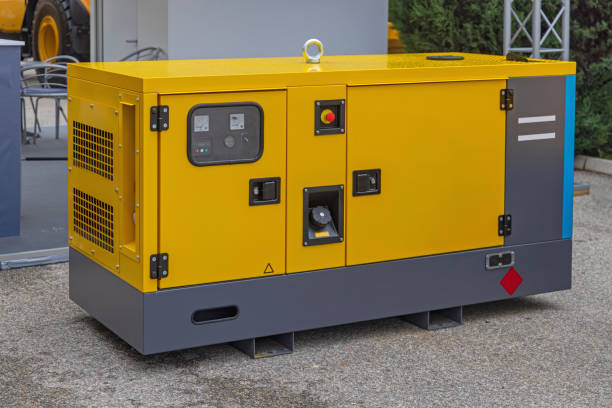 emergency auxiliary electric power generator diesel unit yellow
